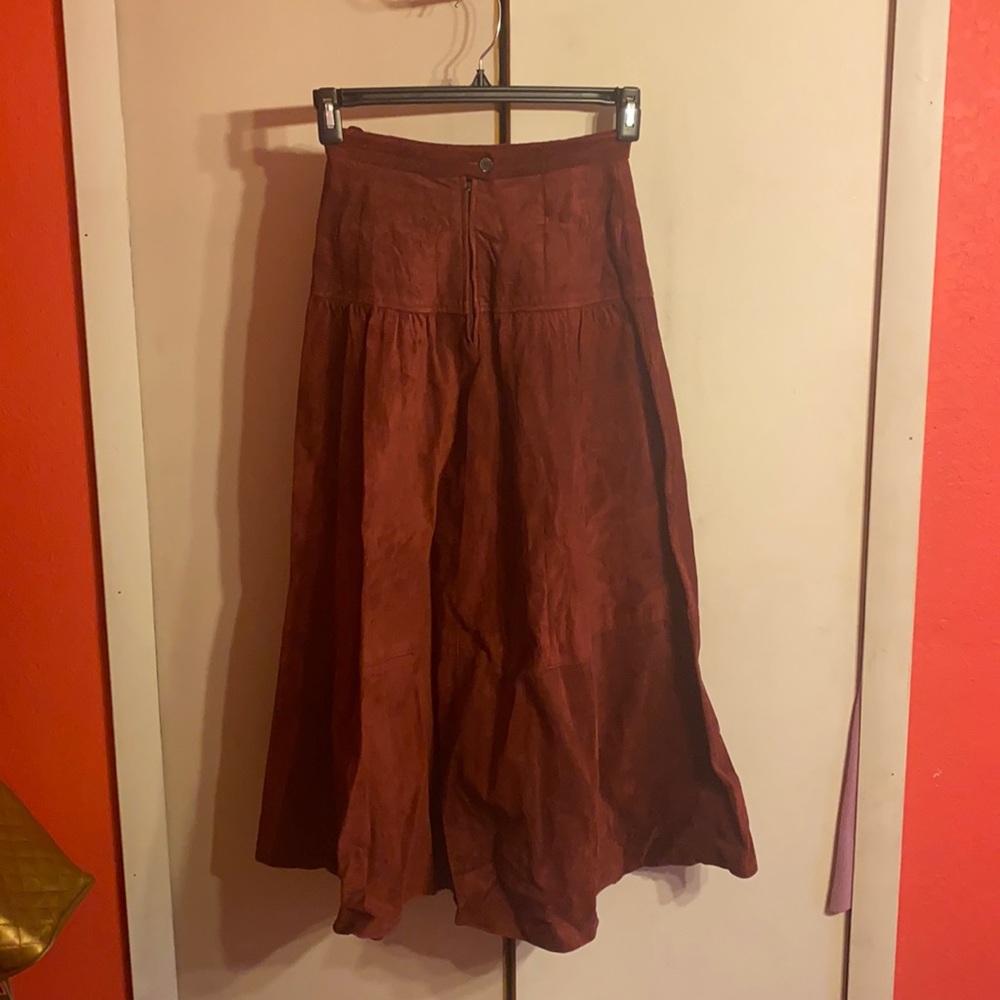 Burgundy suede skirt